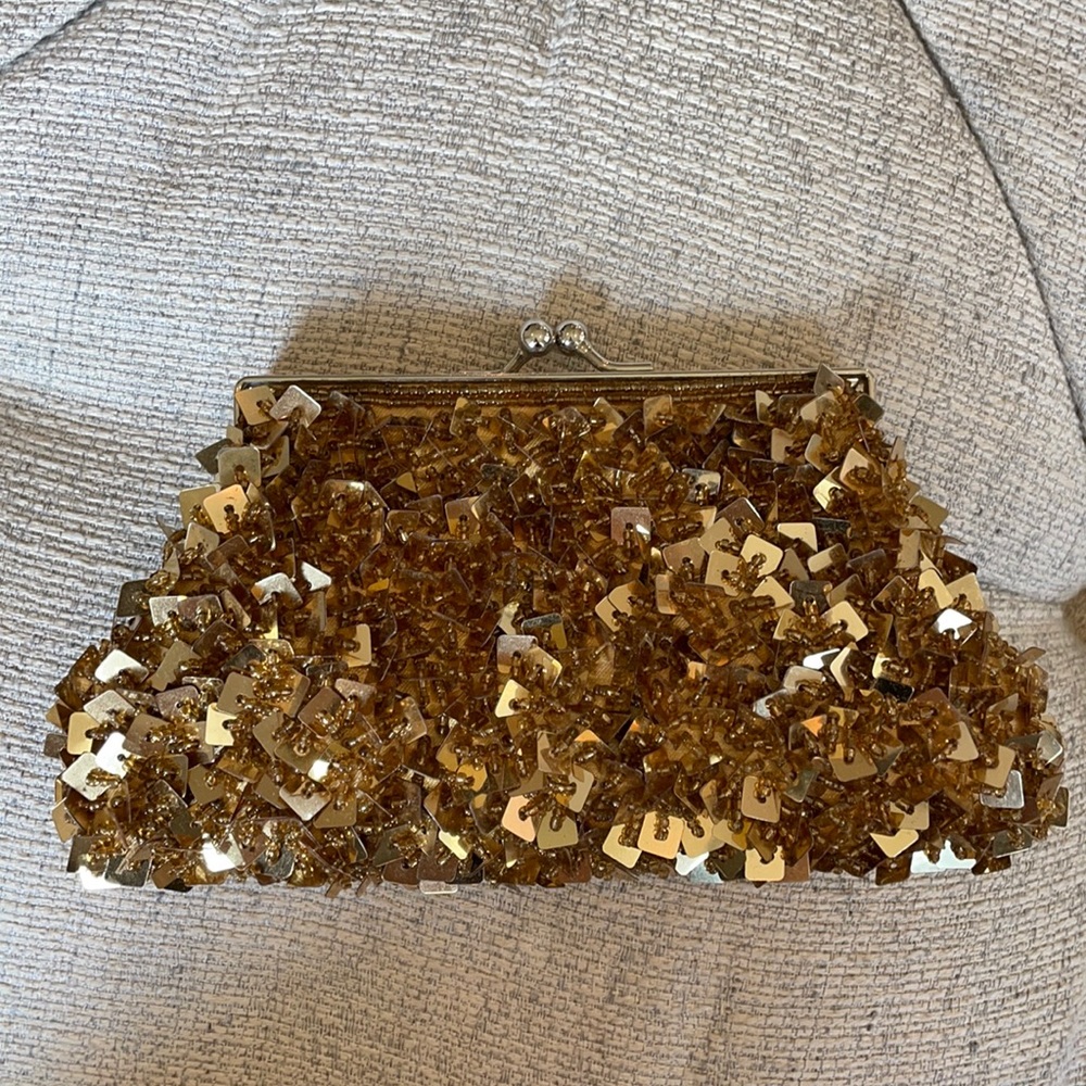 Gold Beaded Clutch Purse